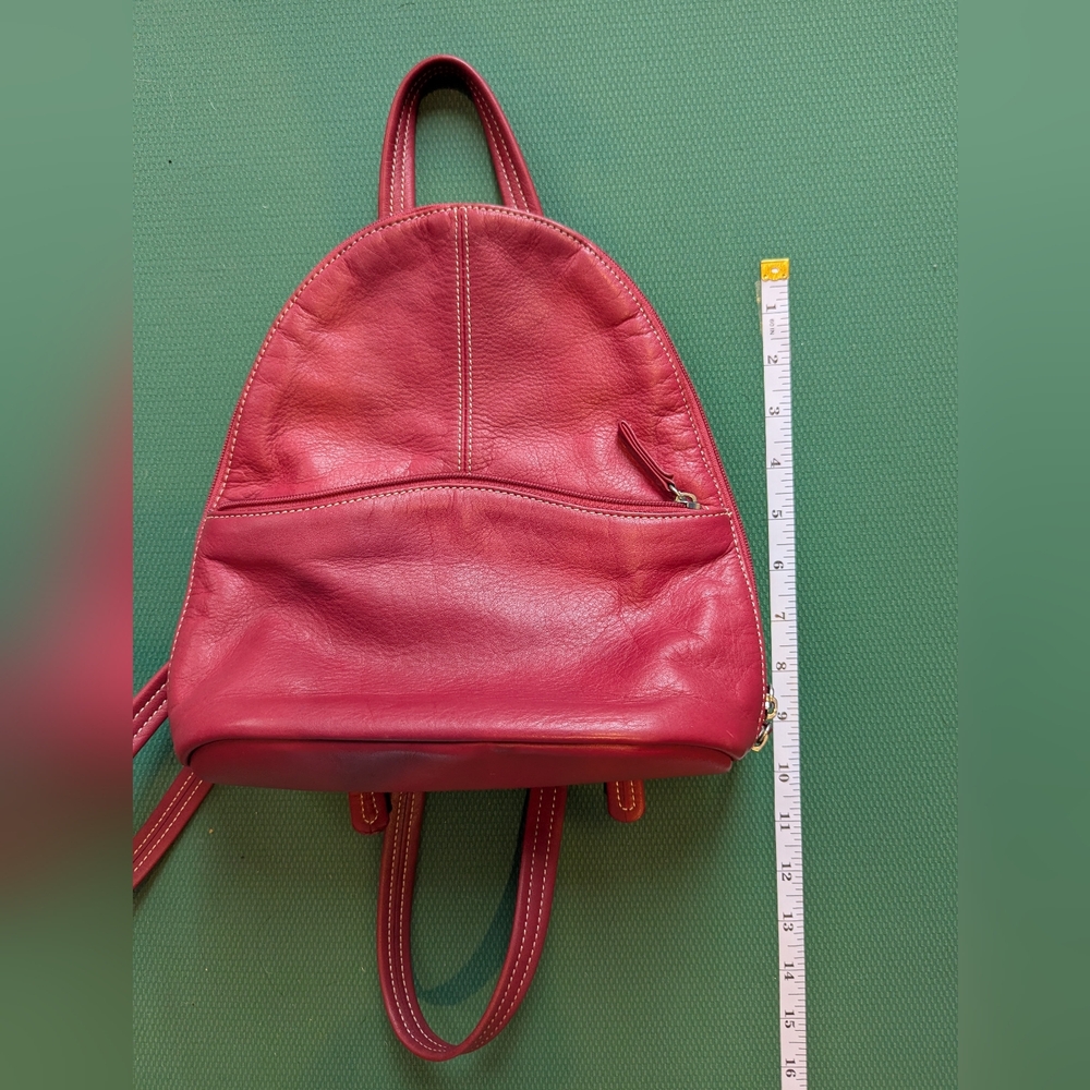Tignanello Red Leather Backpack Purse
